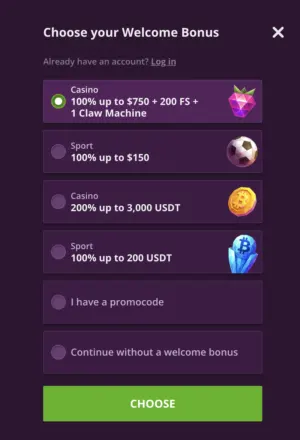 Malina Casino registration form example